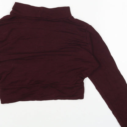 Womens UK Size 4 Topshop Red Cropped Blouse