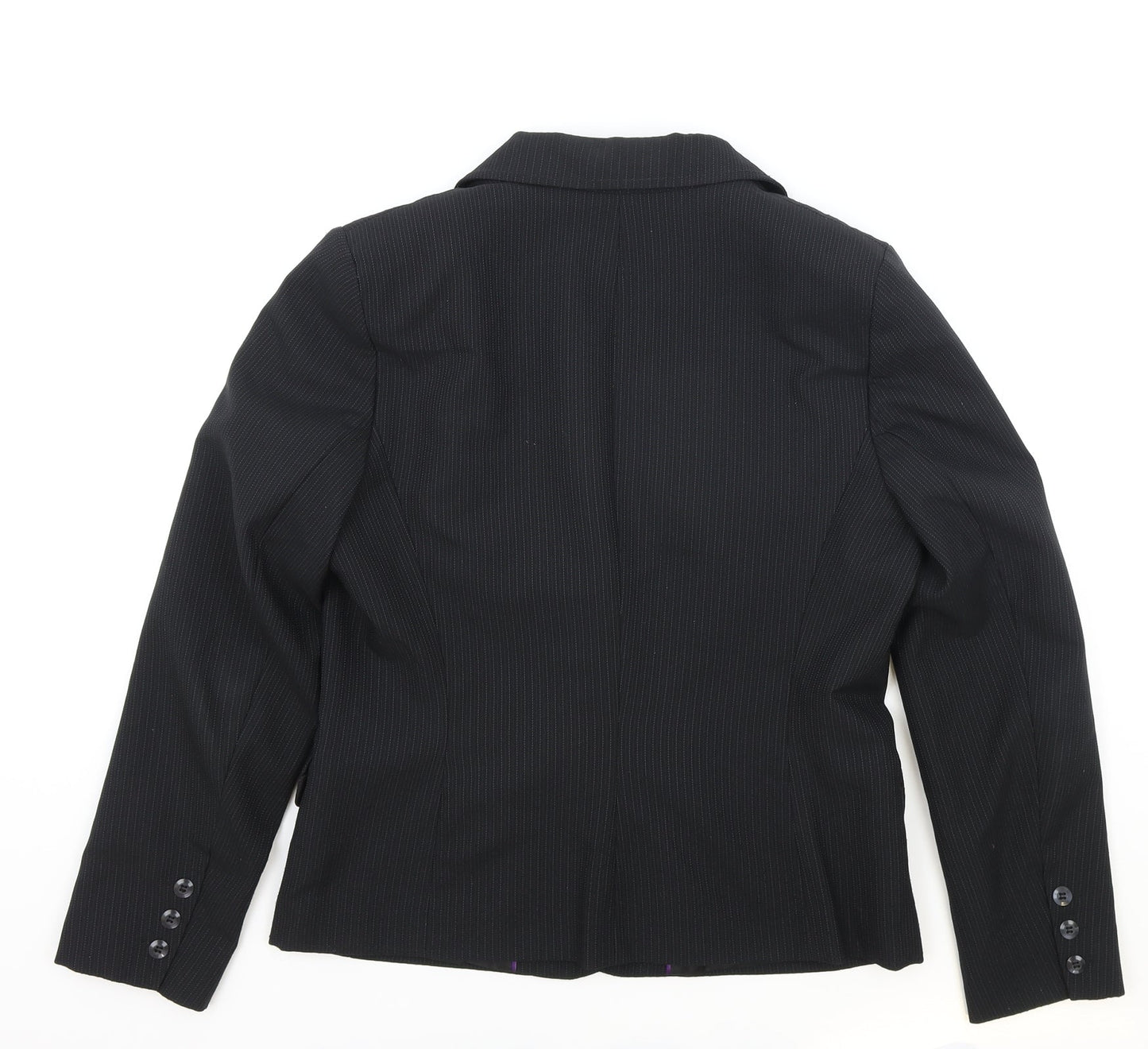 Papaya Womens Black Striped Polyester Jacket Blazer Size 14