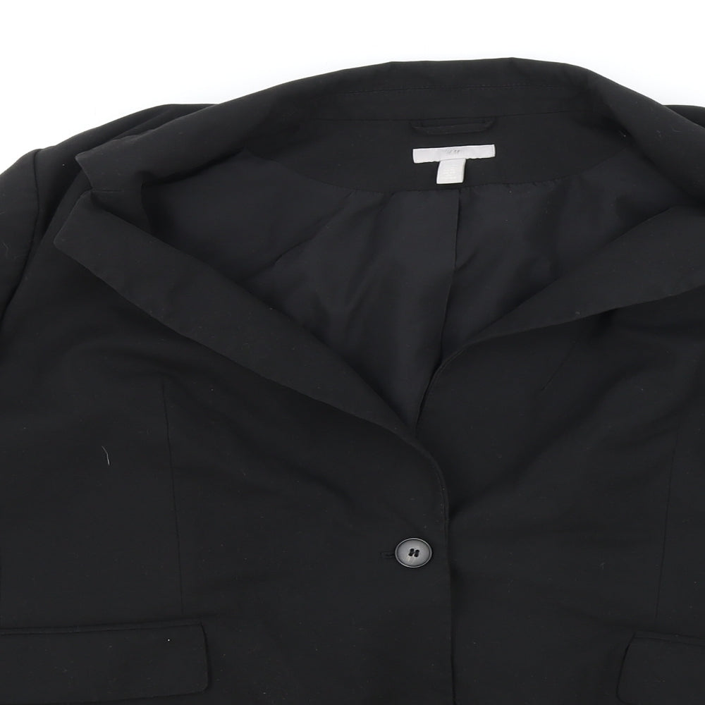 H&M Womens Black Polyester Jacket Blazer Size XL