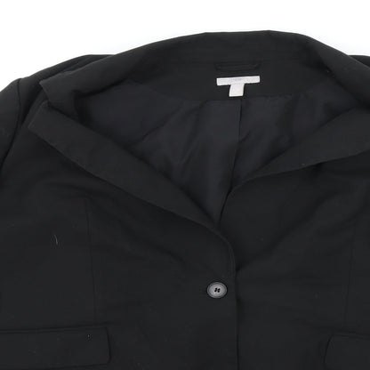 H&M Womens Black Polyester Jacket Blazer Size XL