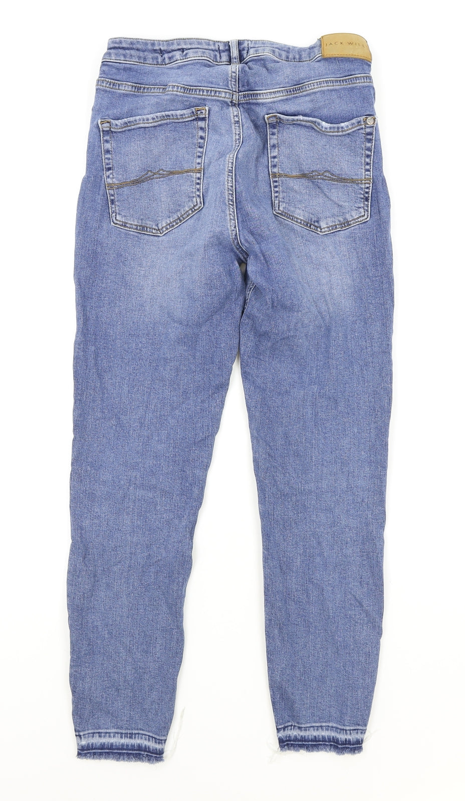 Jack Wills Mens Blue Cotton Skinny Jeans Size 29 in Regular Zip - Distressed Hems