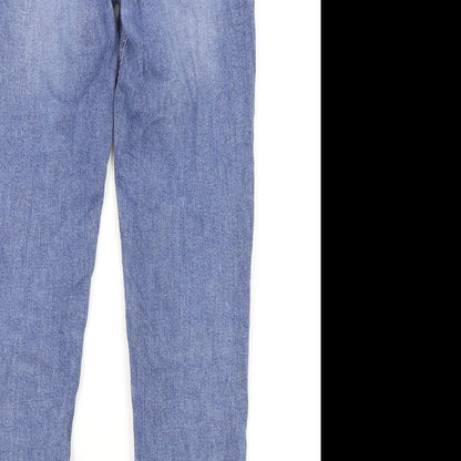 Jack Wills Mens Blue Cotton Skinny Jeans Size 29 in Regular Zip - Distressed Hems