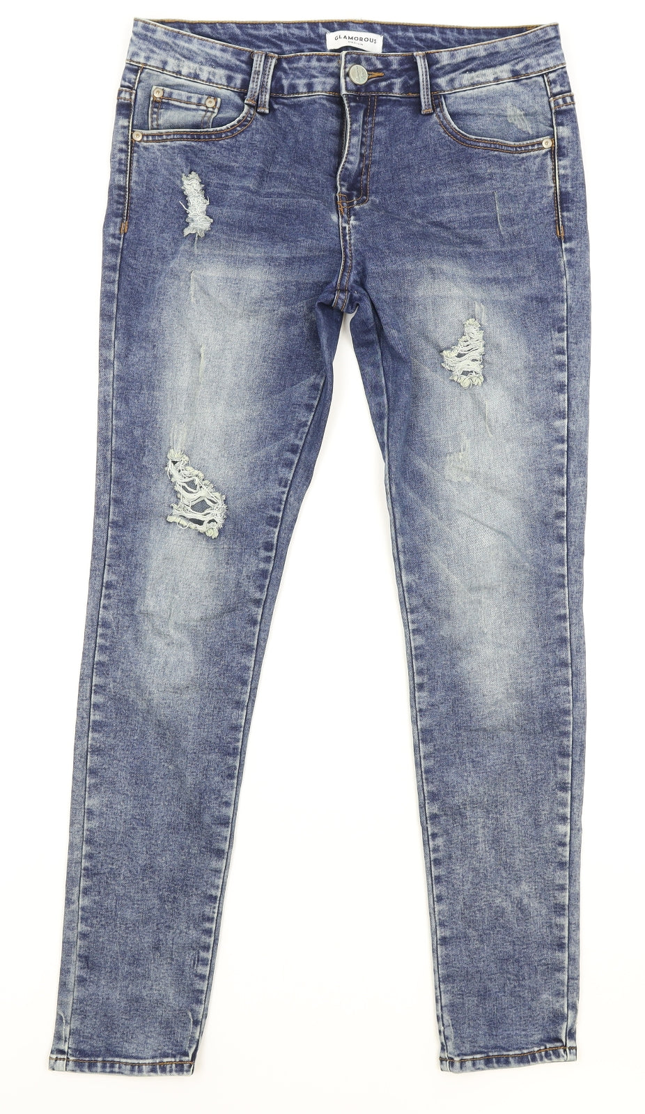 Glamorous Womens Blue Cotton Skinny Jeans Size M L31.5 in Regular Zip