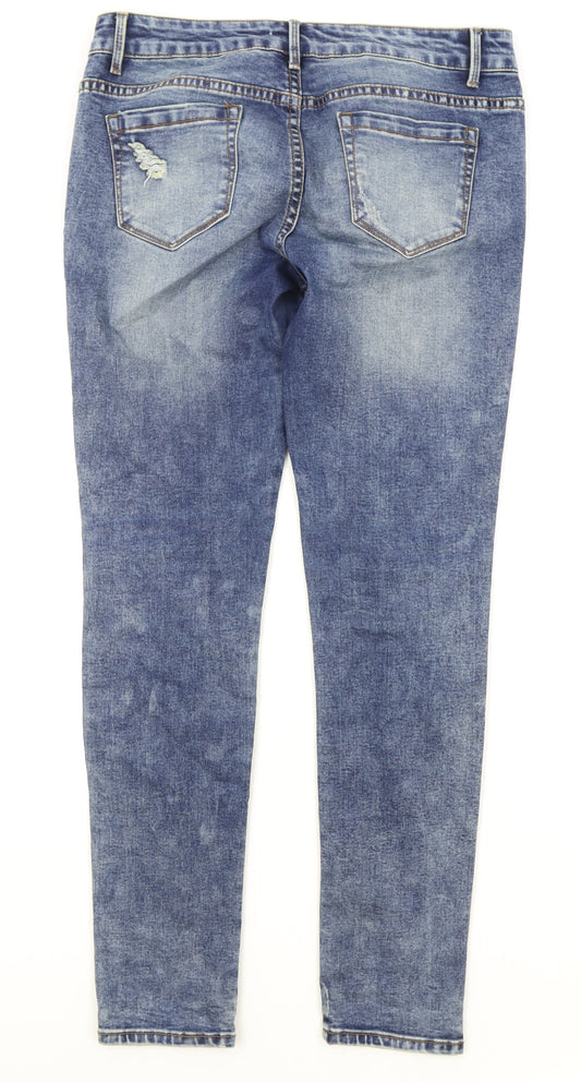 Glamorous Womens Blue Cotton Skinny Jeans Size M L31.5 in Regular Zip