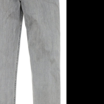 Per Una Womens Grey Cotton Straight Jeans Size 34 in Slim Zip