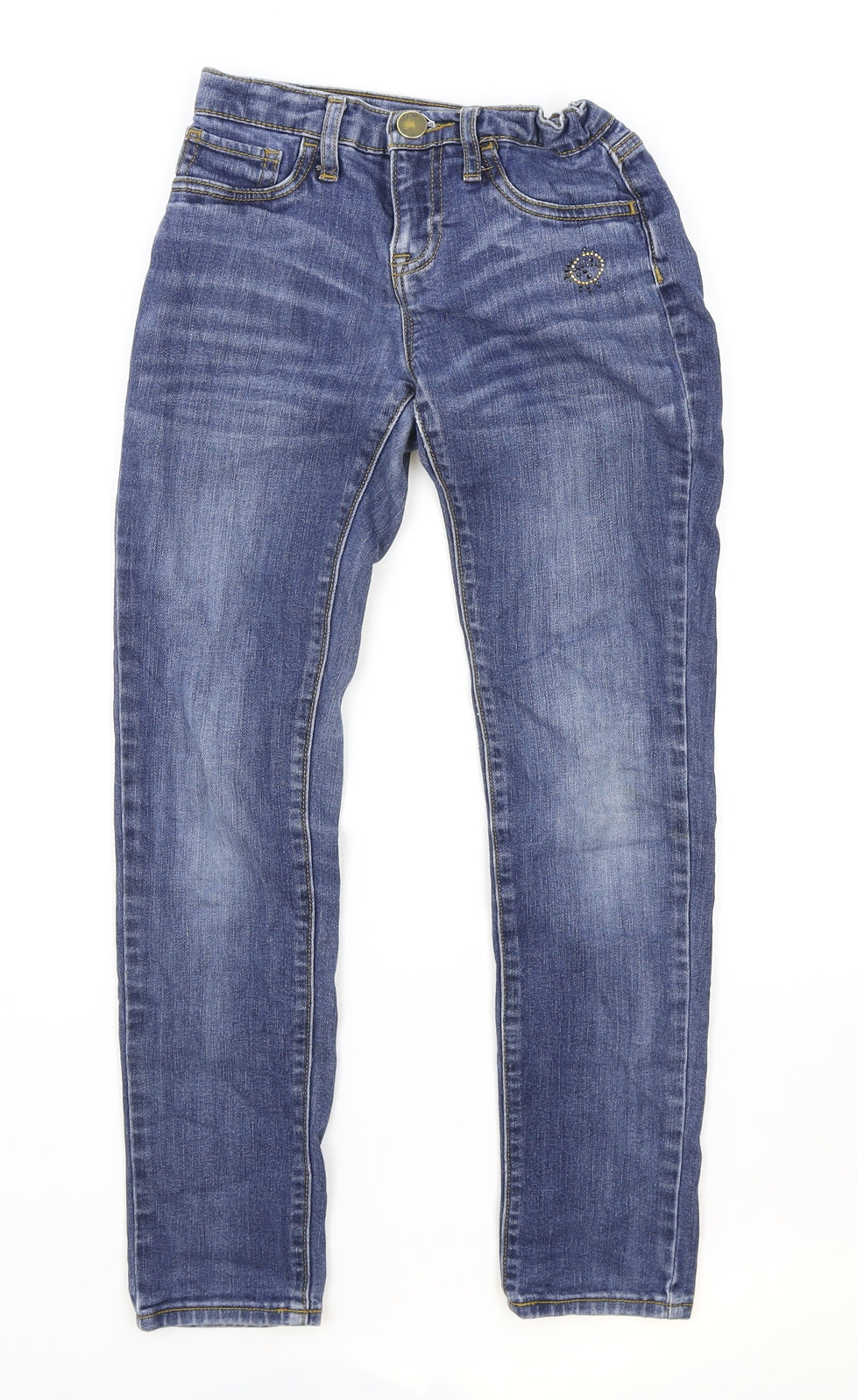 Gap Girls Blue Cotton Skinny Jeans Size 10 Years Regular Button