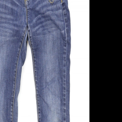 Gap Girls Blue Cotton Skinny Jeans Size 10 Years Regular Button