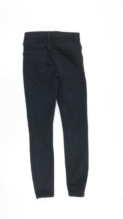Topshop Womens Black Cotton Skinny Jeans Size 25 in Slim Zip