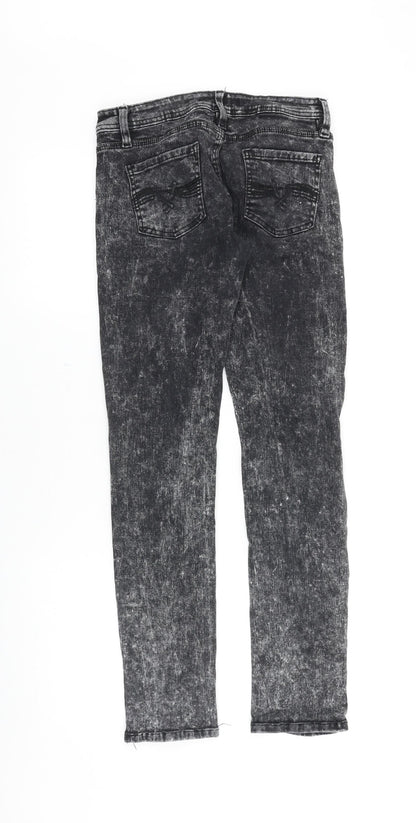 mh3 Womens Black Cotton Skinny Jeans Size M Slim Zip - Acid Wash