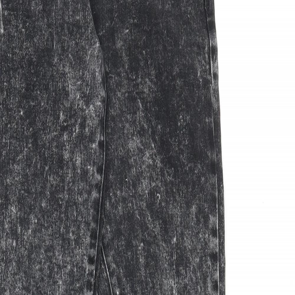 mh3 Womens Black Cotton Skinny Jeans Size M Slim Zip - Acid Wash