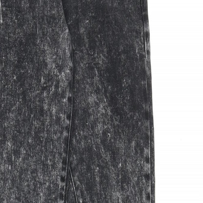 mh3 Womens Black Cotton Skinny Jeans Size M Slim Zip - Acid Wash