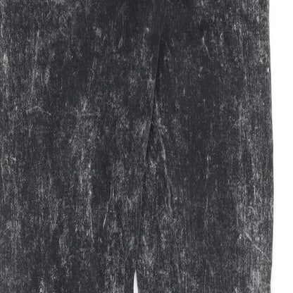 mh3 Womens Black Cotton Skinny Jeans Size M Slim Zip - Acid Wash