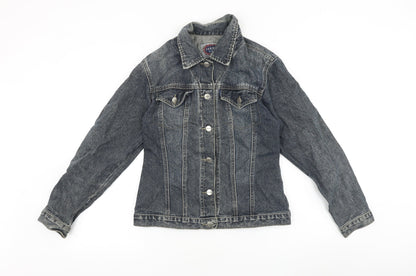 Helen Womens Blue Jacket Size 4 Button