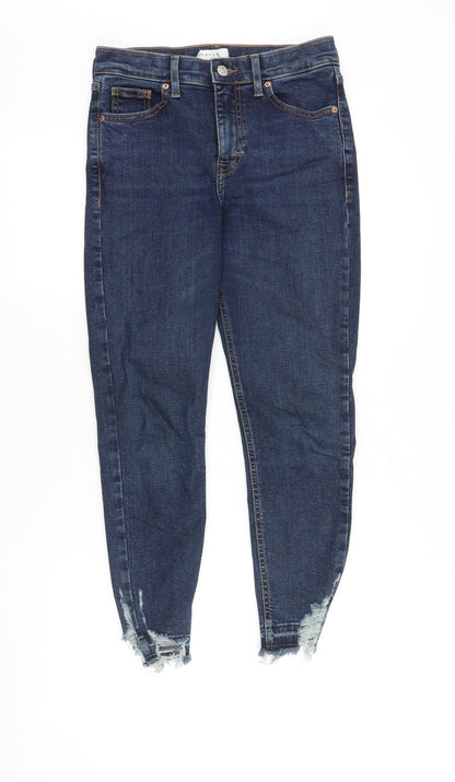 Topshop Womens Blue Cotton Skinny Jeans Size 26 in Slim Zip