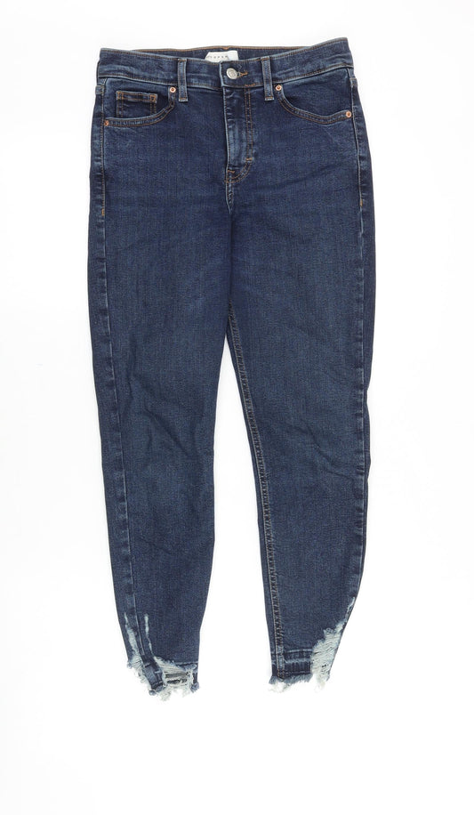 Topshop Womens Blue Cotton Skinny Jeans Size 26 in Slim Zip