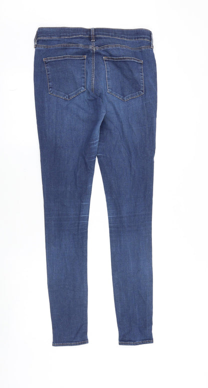 Topshop Womens Blue Cotton Skinny Jeans Size 30 in Slim Zip