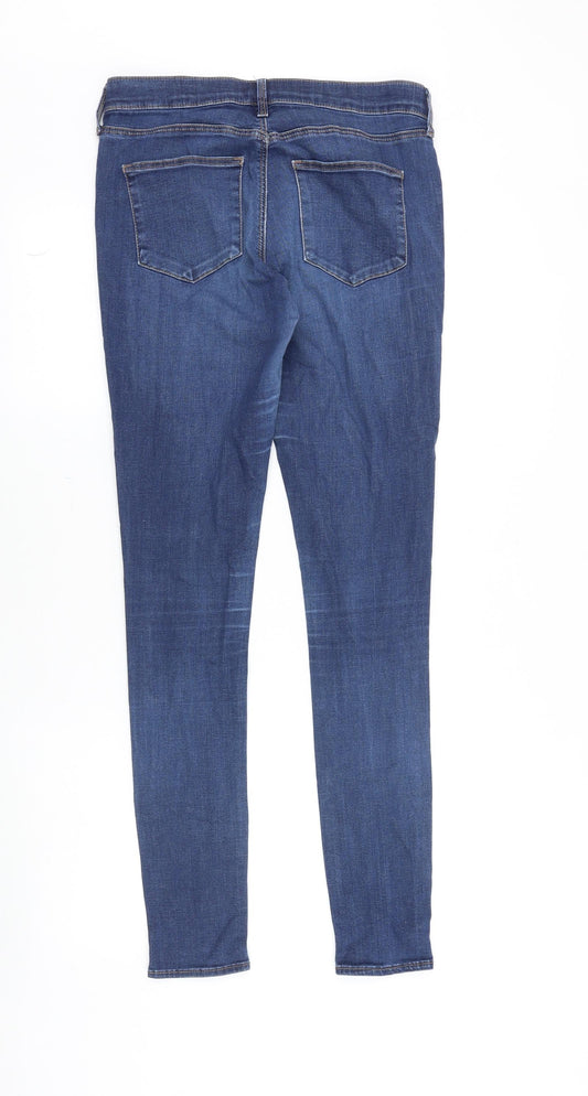 Topshop Womens Blue Cotton Skinny Jeans Size 30 in Slim Zip