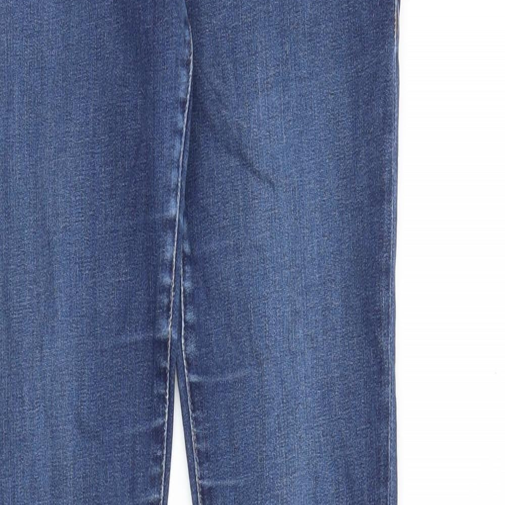 Topshop Womens Blue Cotton Skinny Jeans Size 30 in Slim Zip
