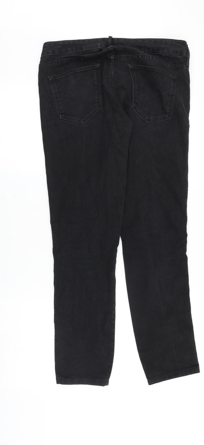 &Denim Womens Black Cotton Tapered Jeans Size 30 in Regular Zip