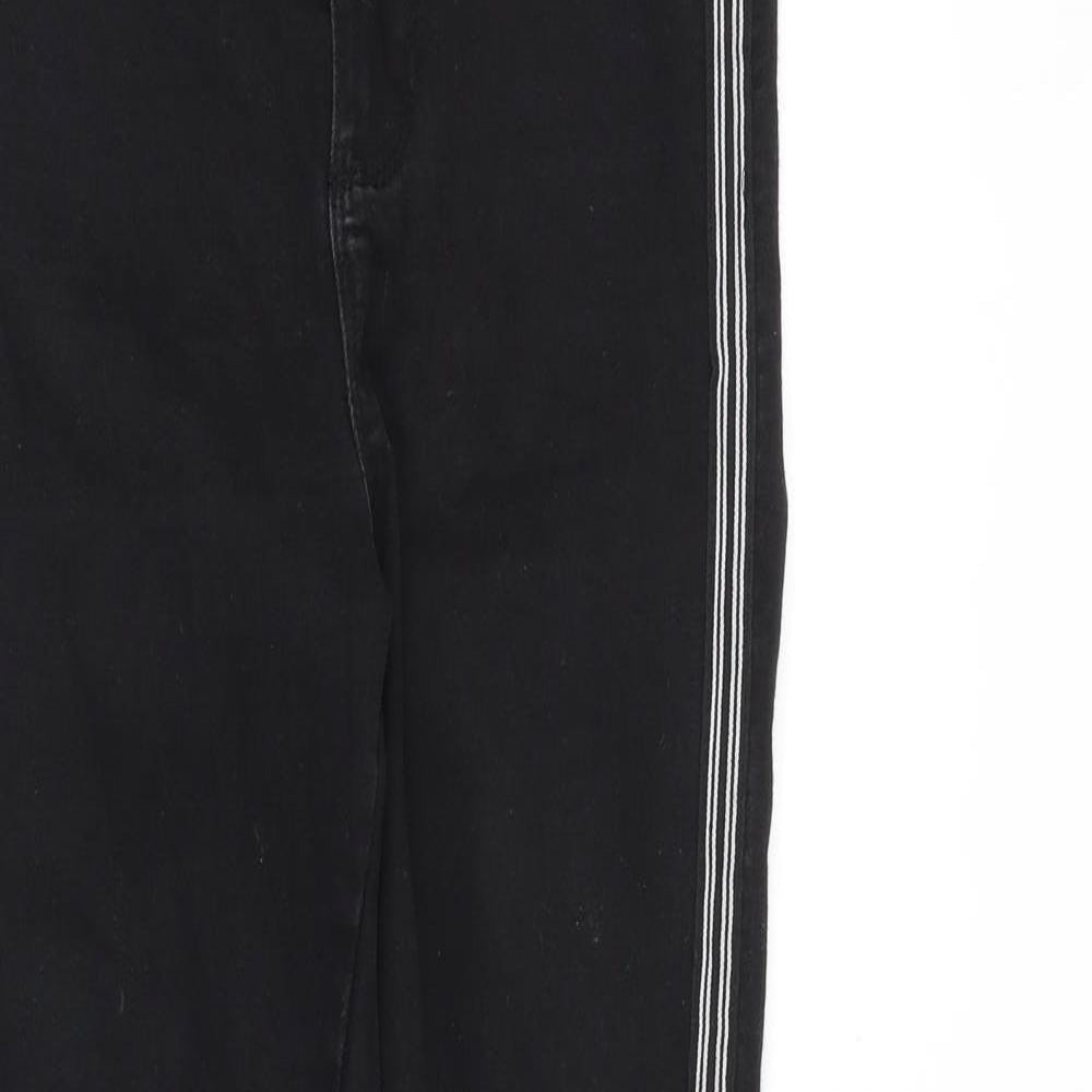 Denim & Co. Womens Black Cotton Skinny Jeans Size 6 Slim Zip - Side Stripe