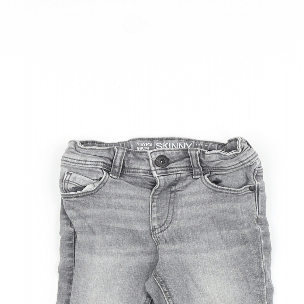 Denim & Co. Boys Grey Cotton Cropped Jeans Size 2-3 Years Regular Snap
