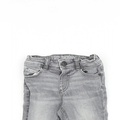 Denim & Co. Boys Grey Cotton Cropped Jeans Size 2-3 Years Regular Snap