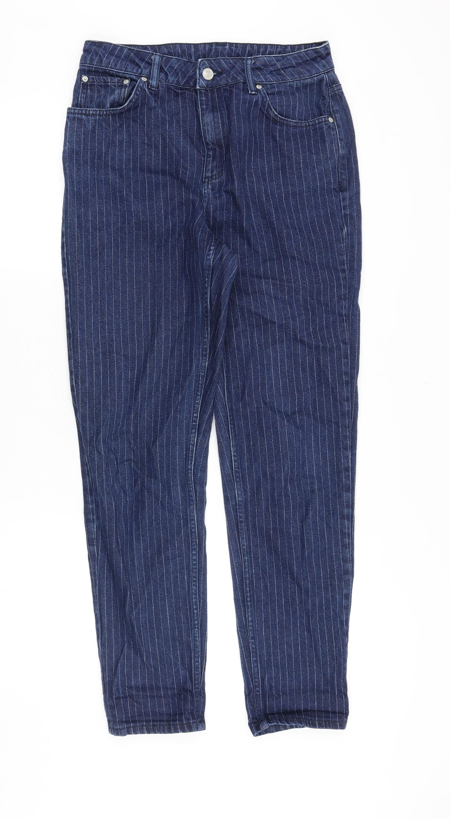 Topshop Womens Blue Cotton Tapered Jeans Size 28 in Regular Zip