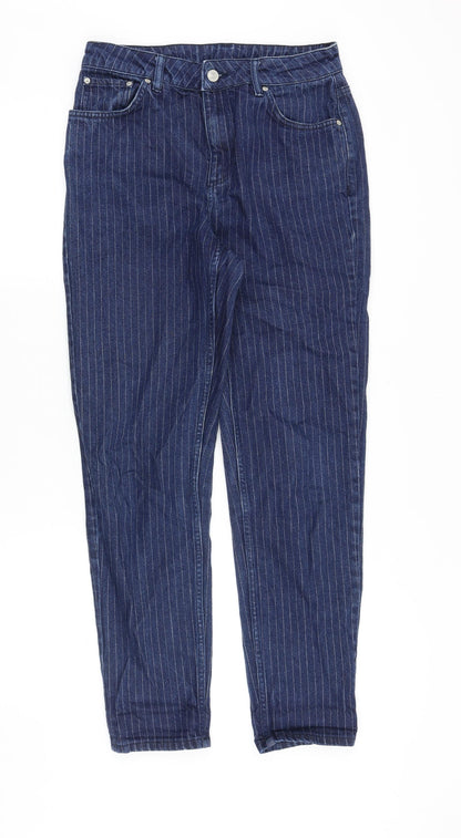 Topshop Womens Blue Cotton Tapered Jeans Size 28 in Regular Zip