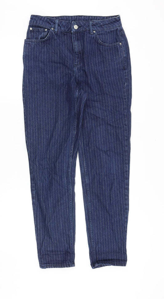 Topshop Womens Blue Cotton Tapered Jeans Size 28 in Regular Zip
