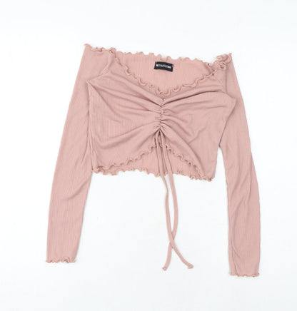 Womens UK Size 6 PRETTYLITTLETHING Pink Cropped T-Shirt