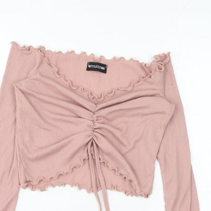 Womens UK Size 6 PRETTYLITTLETHING Pink Cropped T-Shirt