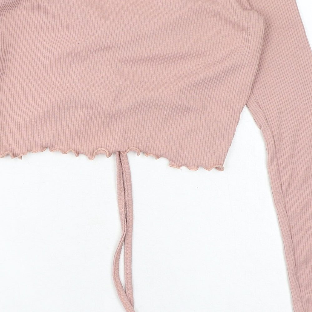 Womens UK Size 6 PRETTYLITTLETHING Pink Cropped T-Shirt