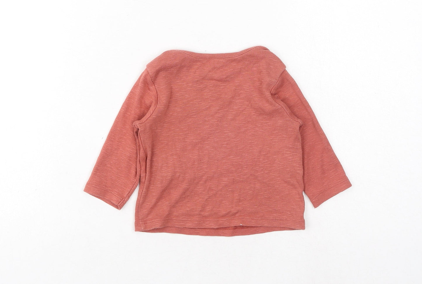 Marks and Spencer Baby Red Cotton Basic T-Shirt Size 3-6 Months Round Neck Pullover - Rhino, Please Look After Me
