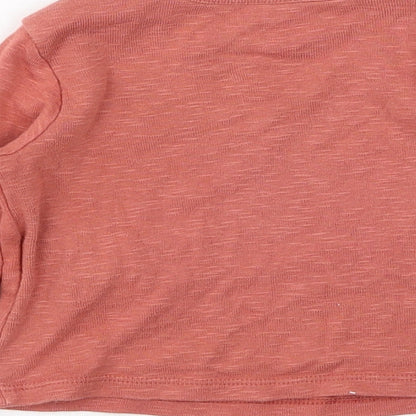 Marks and Spencer Baby Red Cotton Basic T-Shirt Size 3-6 Months Round Neck Pullover - Rhino, Please Look After Me