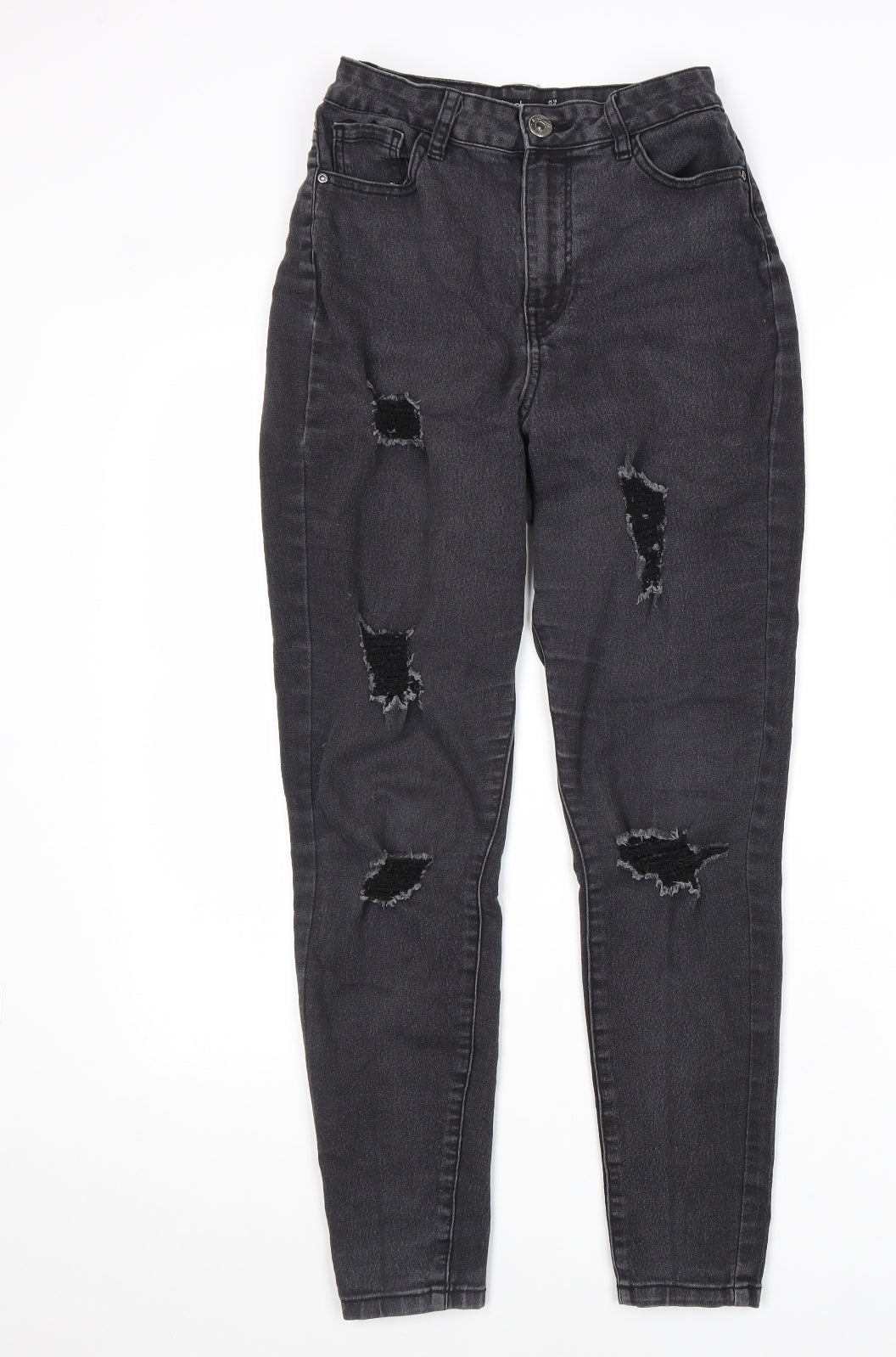 Boohoo Womens Black Cotton Skinny Jeans Size 10 L27 in Regular Zip