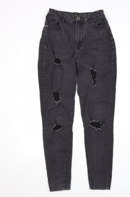 Boohoo Womens Black Cotton Skinny Jeans Size 10 L27 in Regular Zip