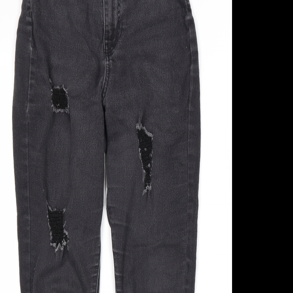 Boohoo Womens Black Cotton Skinny Jeans Size 10 L27 in Regular Zip