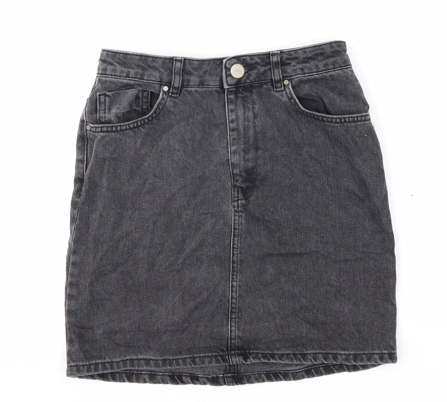 ASOS Womens Black Cotton Straight & Pencil Skirt Size 8 Zip