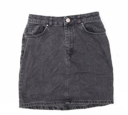 ASOS Womens Black Cotton Straight & Pencil Skirt Size 8 Zip