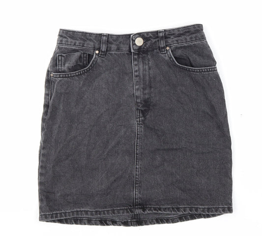 ASOS Womens Black Cotton Straight & Pencil Skirt Size 8 Zip