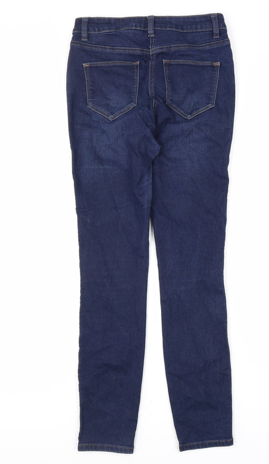 NEXT Womens Blue Cotton Skinny Jeans Size 8 L29 in Regular Zip
