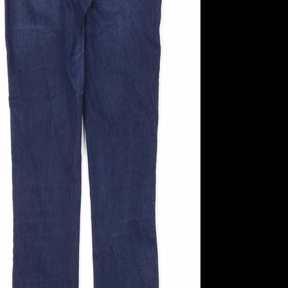 NEXT Womens Blue Cotton Skinny Jeans Size 8 L29 in Regular Zip