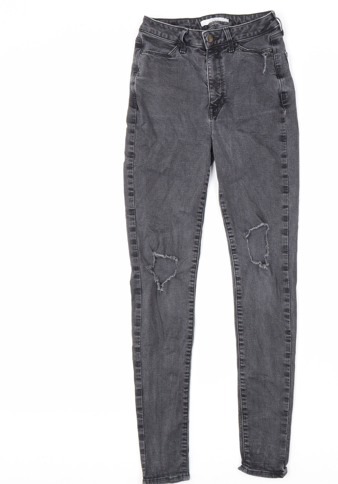 Michelle Keegan Womens Grey Herringbone Cotton Skinny Jeans Size 8 L30 in Regular Zip