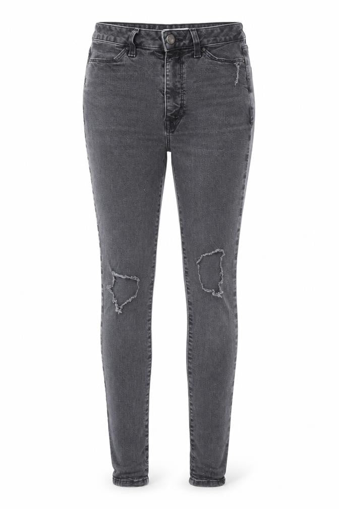 Michelle Keegan Womens Grey Herringbone Cotton Skinny Jeans Size 8 L30 in Regular Zip