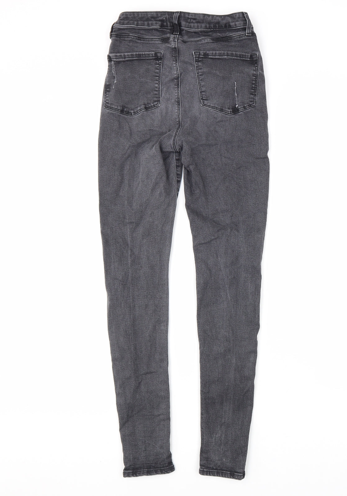 Michelle Keegan Womens Grey Herringbone Cotton Skinny Jeans Size 8 L30 in Regular Zip