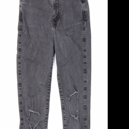 Michelle Keegan Womens Grey Herringbone Cotton Skinny Jeans Size 8 L30 in Regular Zip