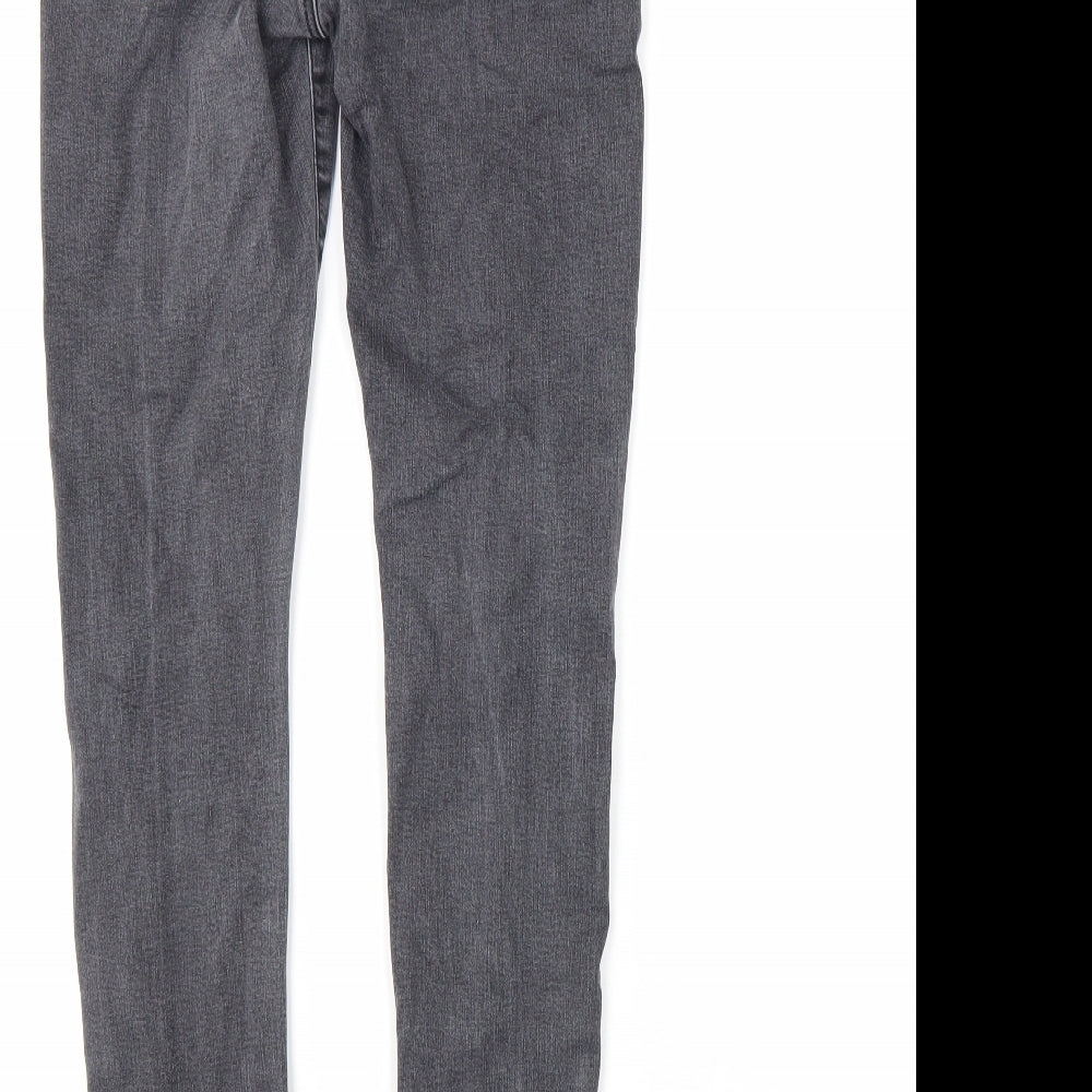 Michelle Keegan Womens Grey Herringbone Cotton Skinny Jeans Size 8 L30 in Regular Zip