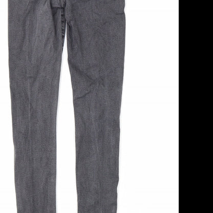 Michelle Keegan Womens Grey Herringbone Cotton Skinny Jeans Size 8 L30 in Regular Zip