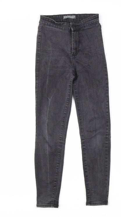 Denim & Co. Womens Grey Cotton Skinny Jeans Size 6 L26 in Regular Zip