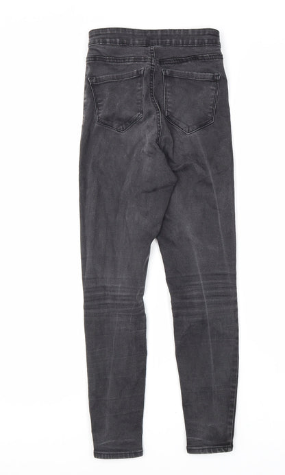 Denim & Co. Womens Grey Cotton Skinny Jeans Size 6 L26 in Regular Zip